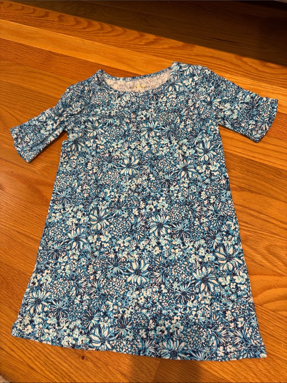Lilly Pulitzer Blue Floral Short-Sleeve Kids Dress